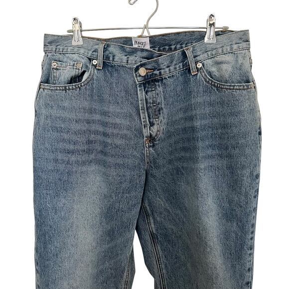 Princess Polly Asymmetrical Medium Wash Jeans Size 10 - Picture 4 of 10